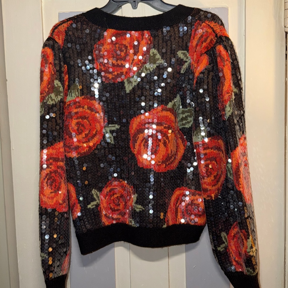 FARM Rio Latin Roses Sequin Knit Cardigan - Picture 9 of 12